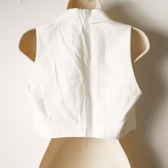 NWT Zara Wrap Around Crop Vest Top S White Lined - Picture 4 of 9